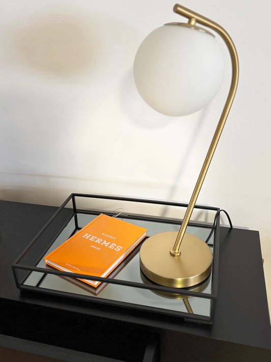 Tabuleiro Decorativo M - Preto com espelho Gris