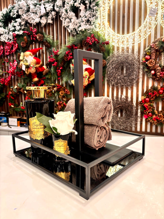 Tabuleiro Decorativo S - Preto com espelho Gris