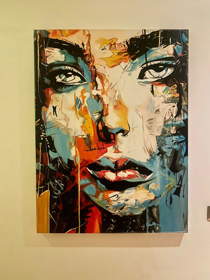 Tela pintada à mão - Face Colorfull