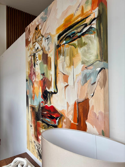 Tela pintada à mão - Face Abstrata