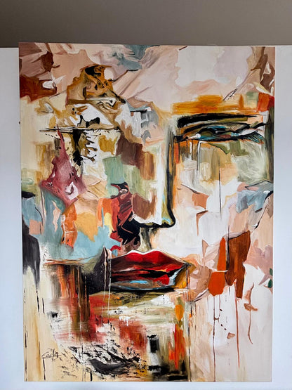 Tela pintada à mão - Face Abstrata