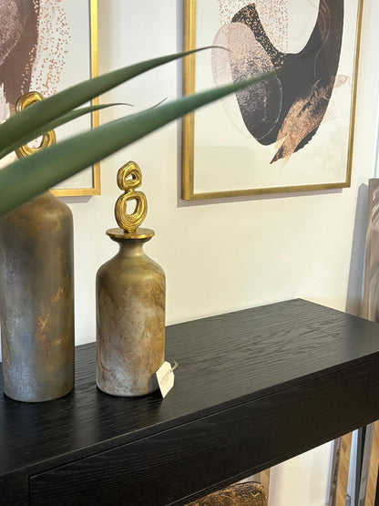 Ultima Unidade - Consola Onix | Inox Polido e Carvalho Preto