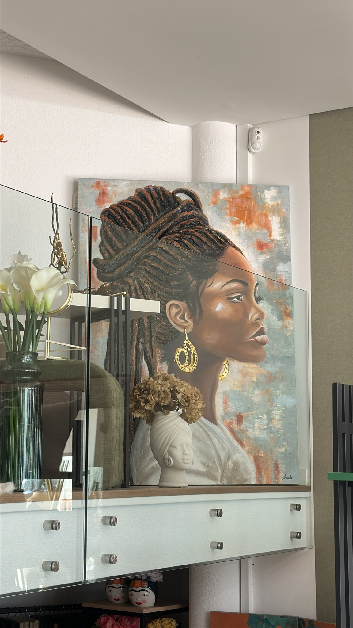Tela pintada à mão - Mulher Negra com relevos