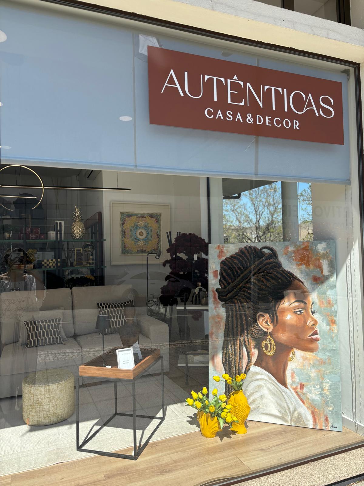 Tela pintada à mão - Mulher Negra com relevos