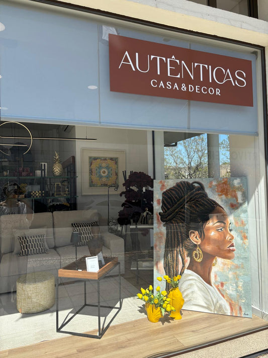 Tela pintada à mão - Mulher Negra com relevos